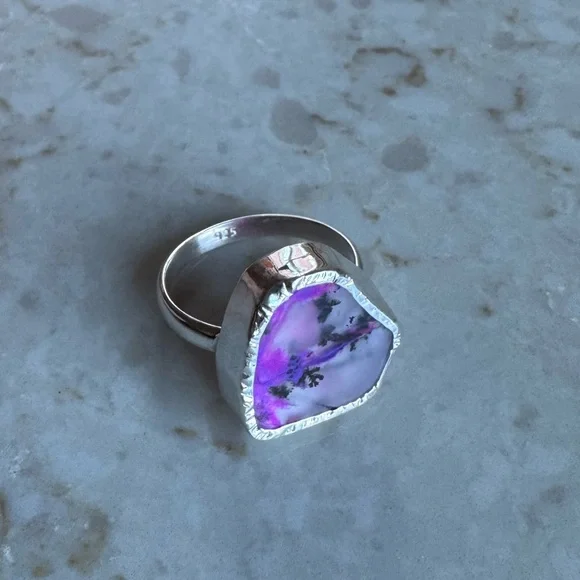 NWOT Sundance Violet Watercolor Ring, Dendritic Opal, Sterling Silver - Picture 6 of 8